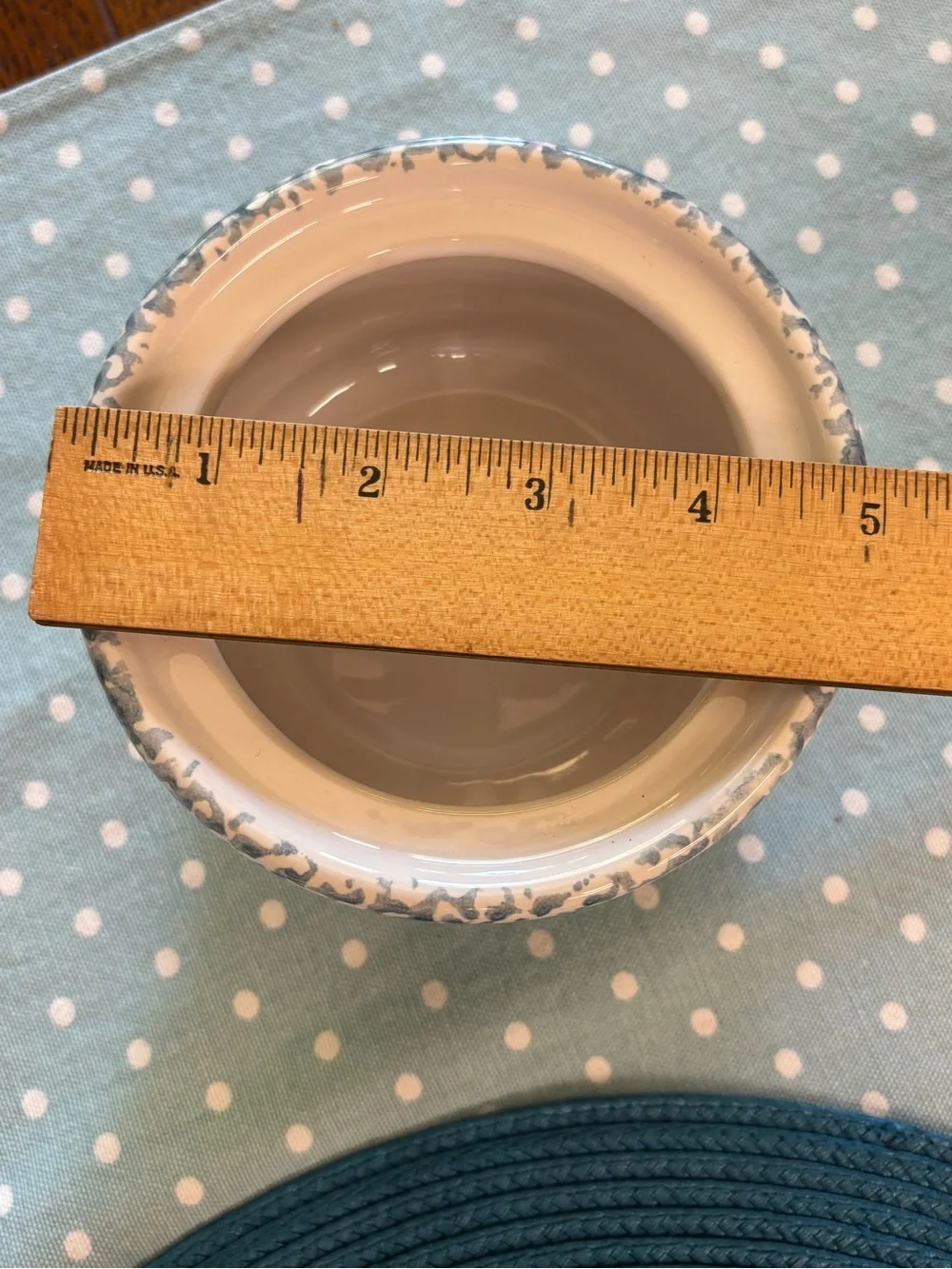 Blue Heart Sponge Pattern Crock with Lid County Kitchen Farmhouse Cottage Core